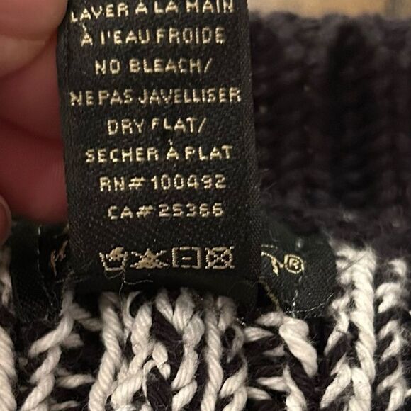 Pure Brand Black White English Handmade Cotton Cardigan Sweater Medium Large - Picture 7 of 12